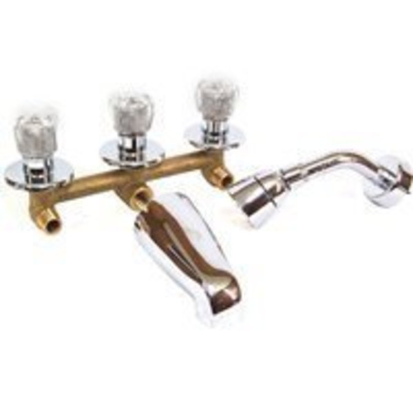 Us Hardware US Hardware P-001N Tub and Shower Diverter, 3-Faucet Handle, Brass, Chrome P-001N